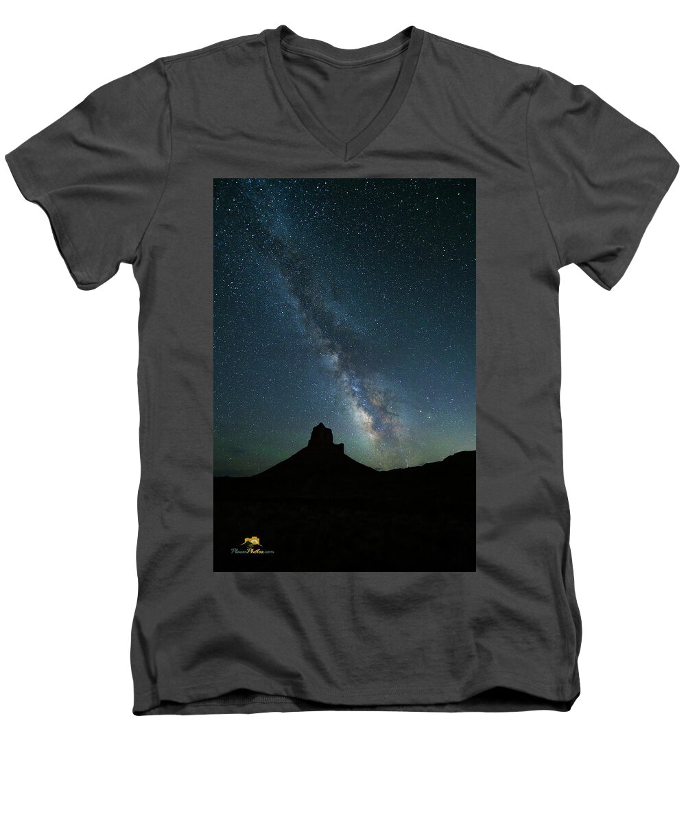 Castleton Tower Men's V-Neck T-Shirt featuring the photograph The Milky Way by Jim Thompson