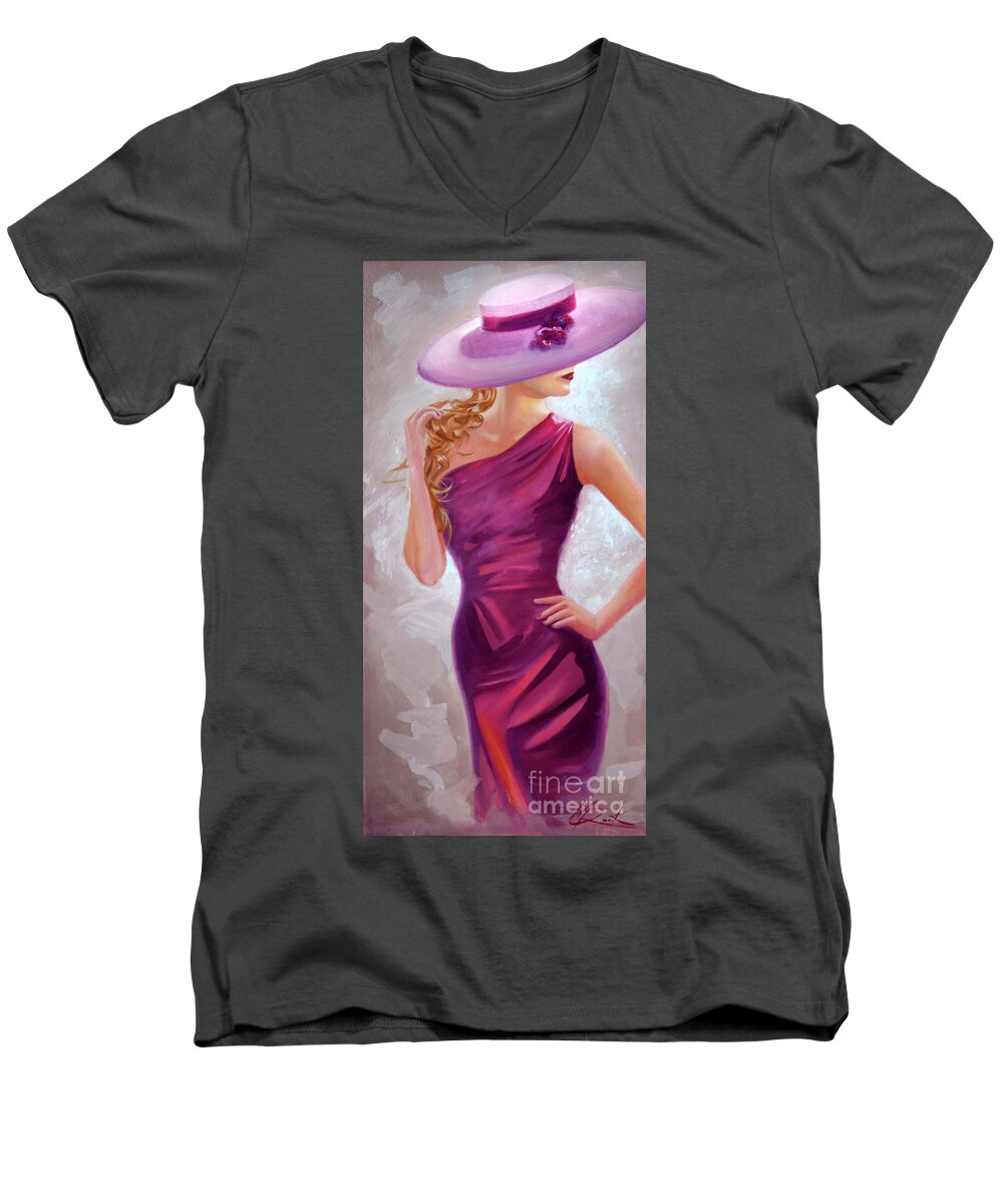The Model Men's V-Neck T-Shirt featuring the painting The Model by Michael Rock