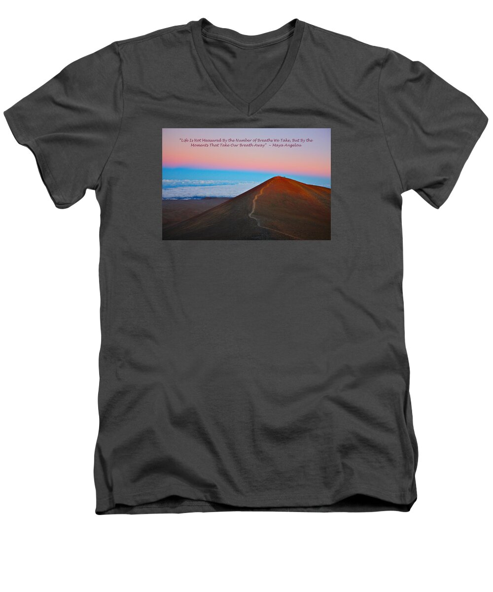Volcanoes National Park Hawaii Men's V-Neck T-Shirt featuring the photograph The Moments That Take Our Breath Away by Venetia Featherstone-Witty