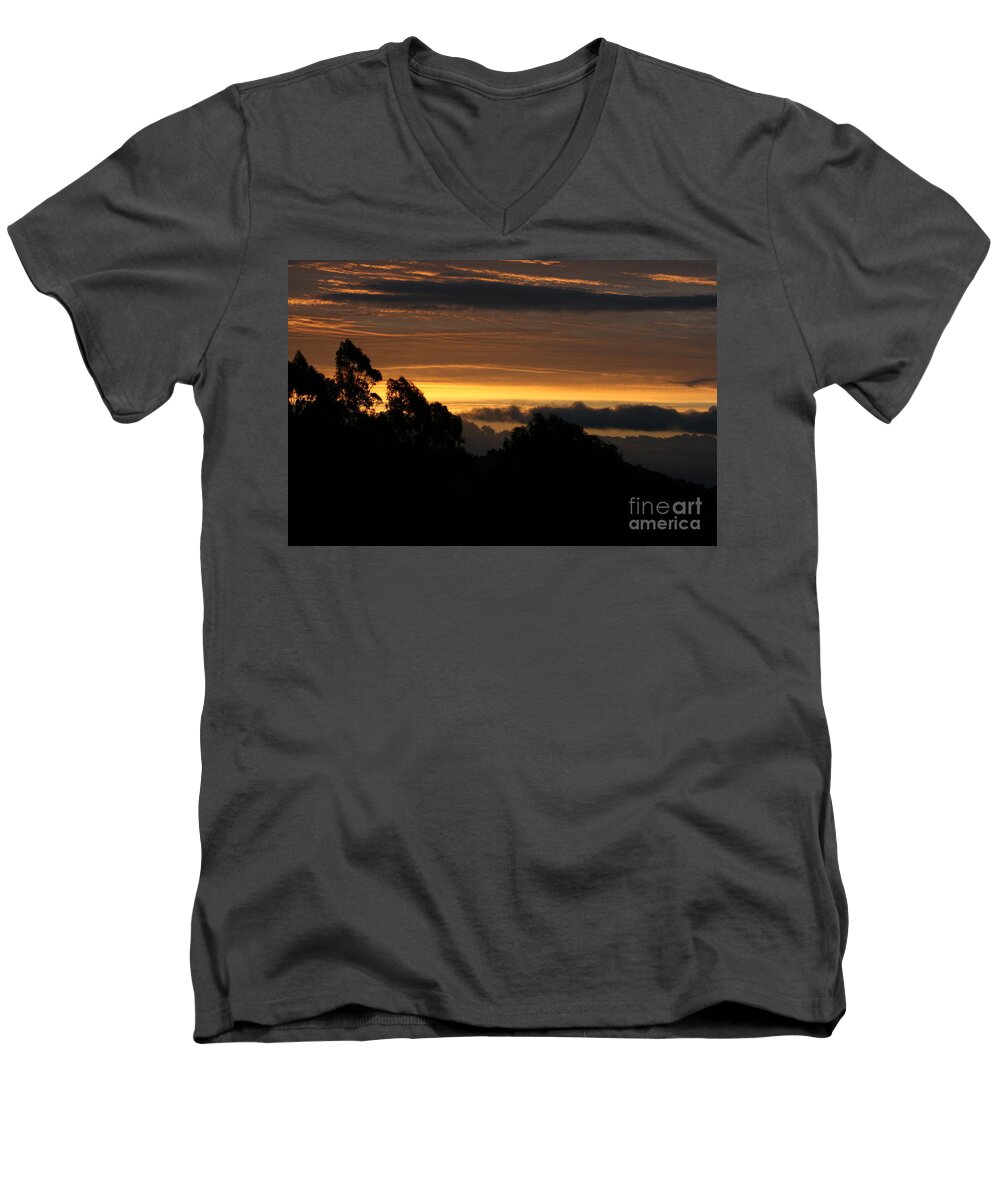 San Bruno Mountain Men's V-Neck T-Shirt featuring the photograph The Mountain at Sunrise by Cynthia Marcopulos