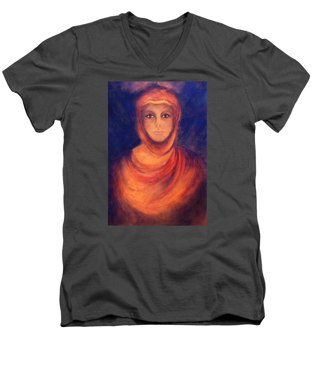 Woman Men's V-Neck T-Shirt featuring the painting The Oracle by Marina Petro