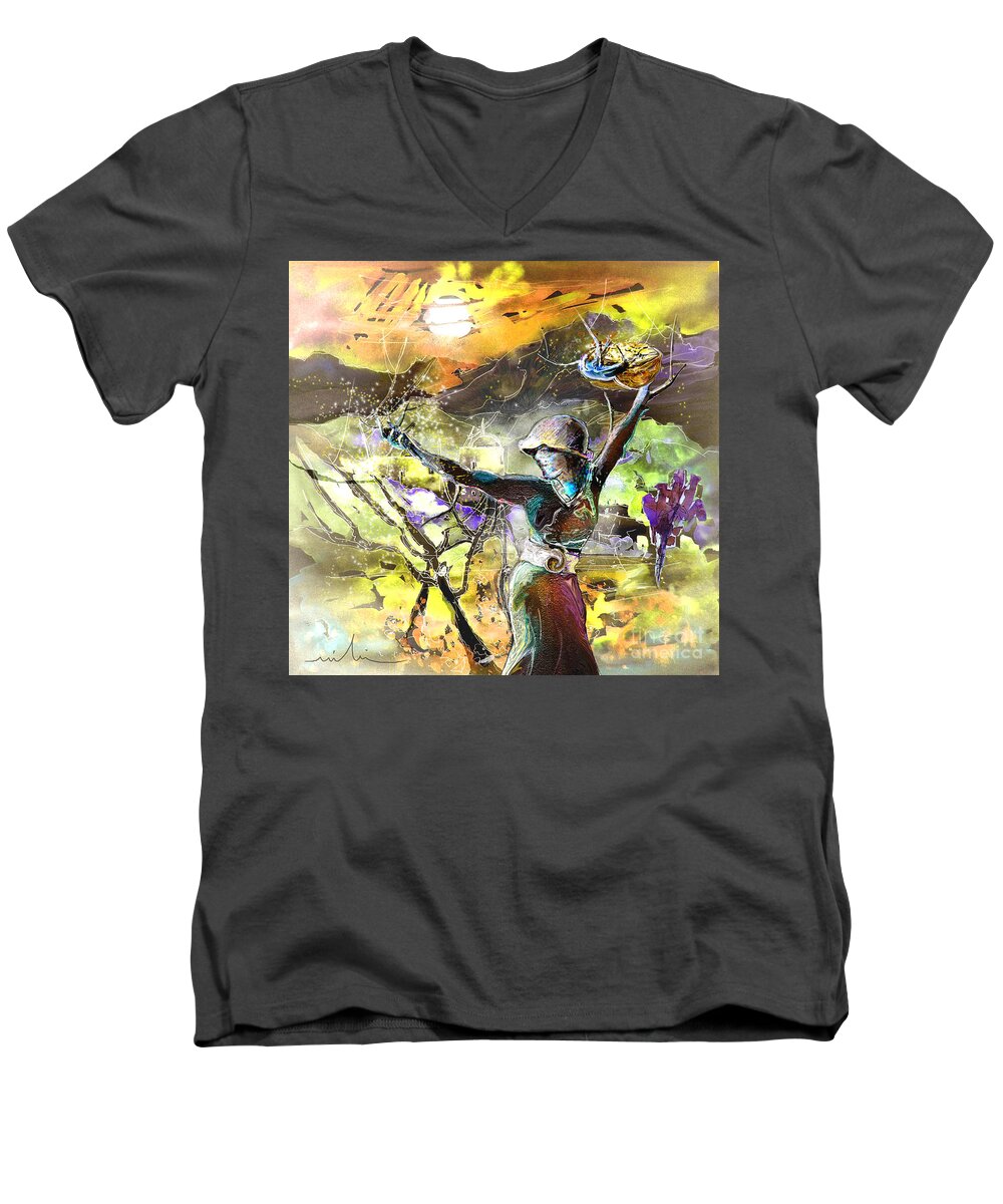 Bible Painting Men's V-Neck T-Shirt featuring the painting The Parable of The Sower by Miki De Goodaboom