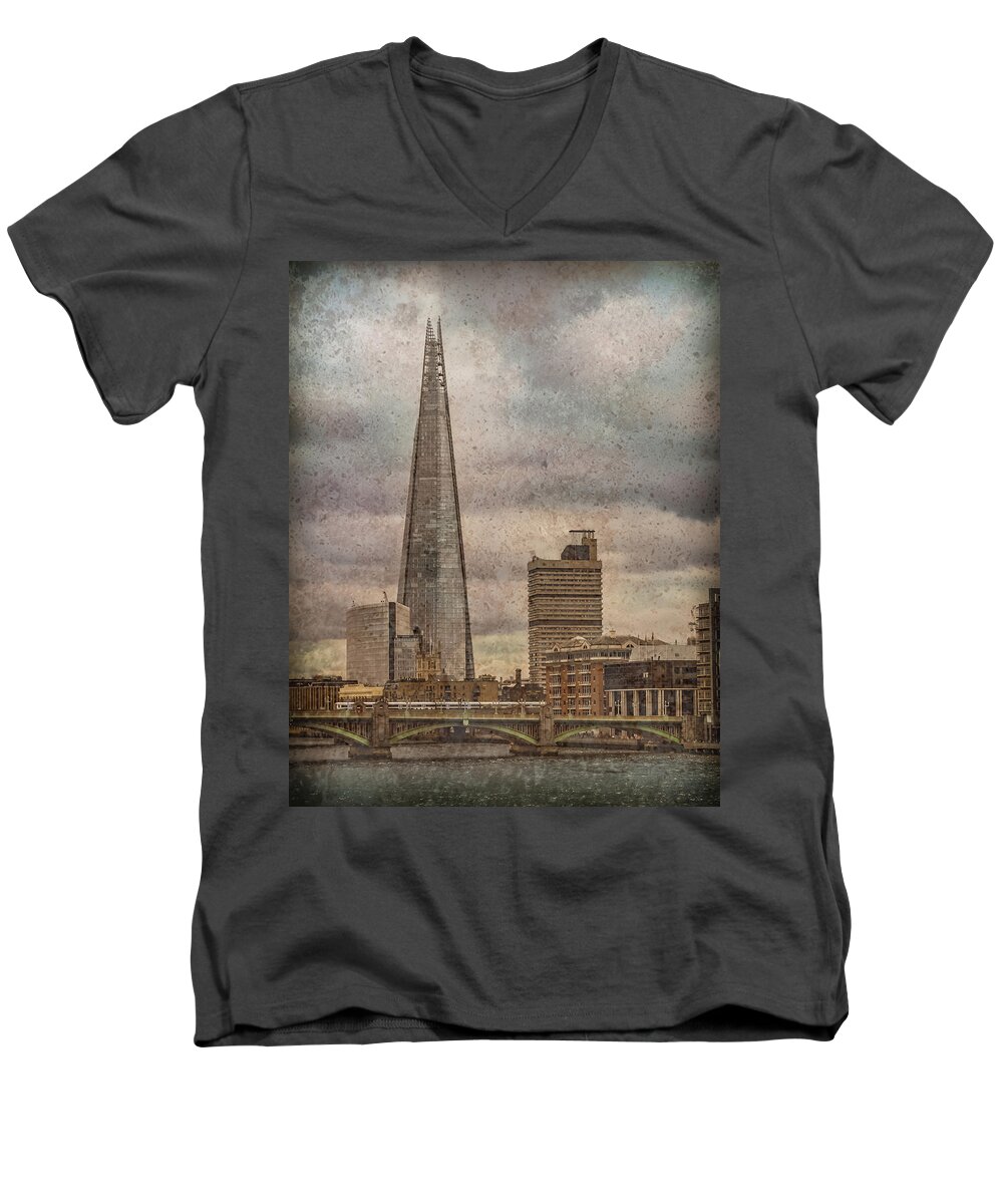 England Men's V-Neck T-Shirt featuring the photograph London, England - The Shard by Mark Forte