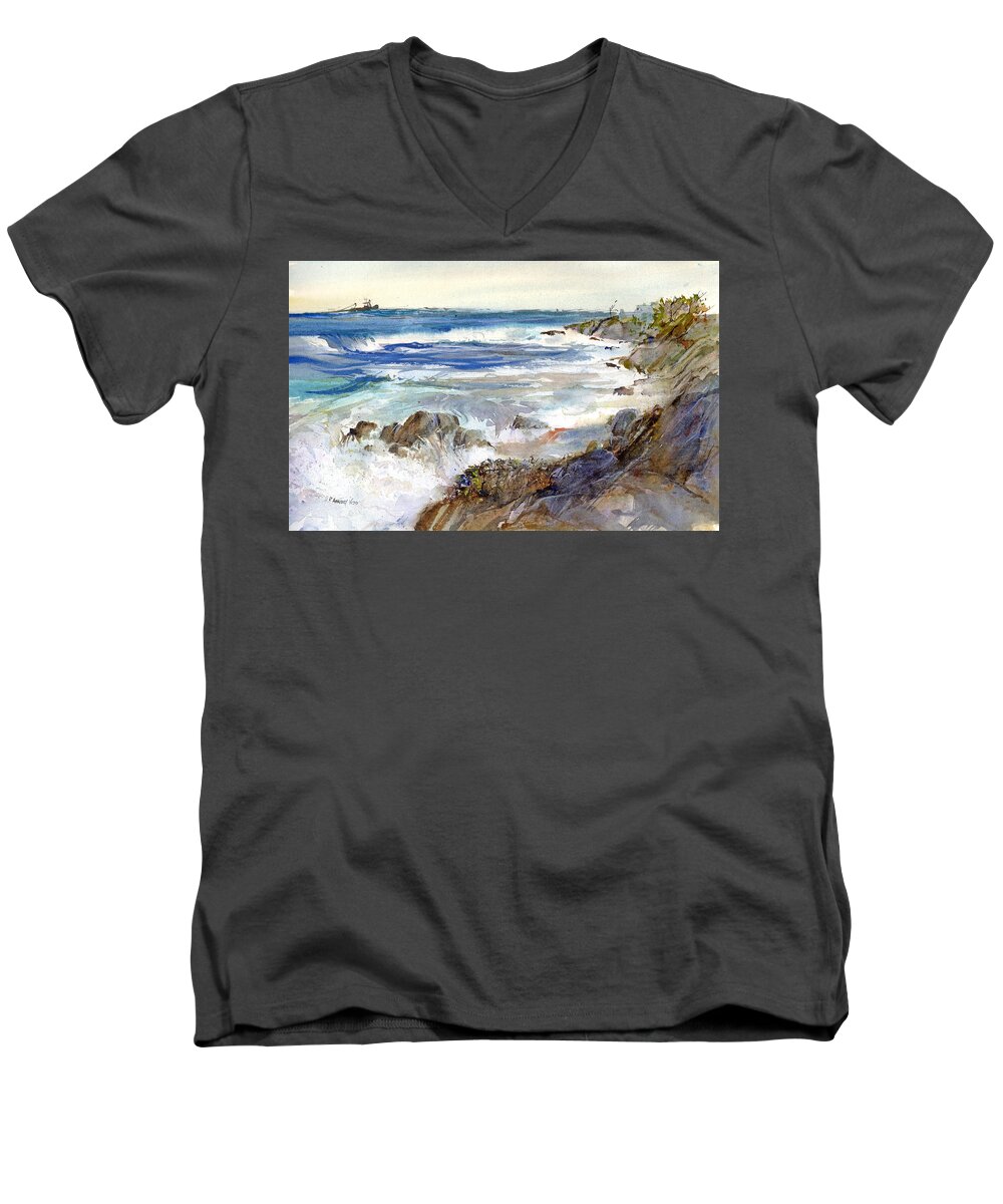 Visco Men's V-Neck T-Shirt featuring the painting The Shores of Falmouth by P Anthony Visco