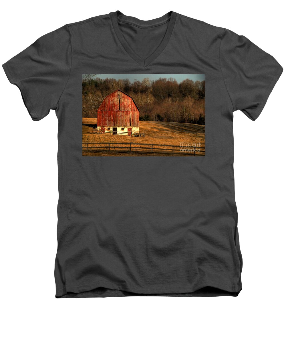 Barn Men's V-Neck T-Shirt featuring the photograph The Simple Life by Lois Bryan
