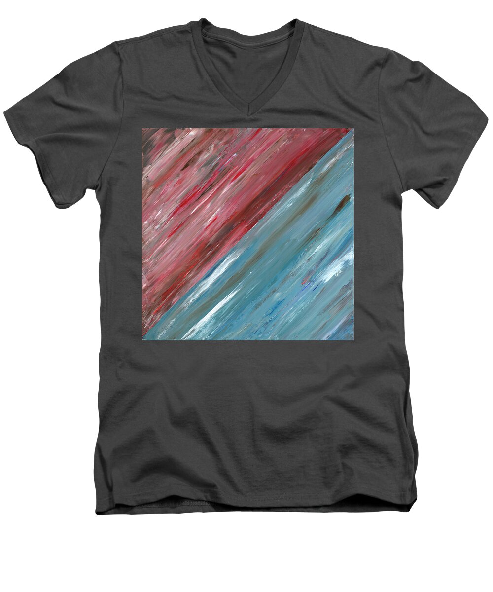 Art Men's V-Neck T-Shirt featuring the painting The song of the horizon B by Ovidiu Ervin Gruia