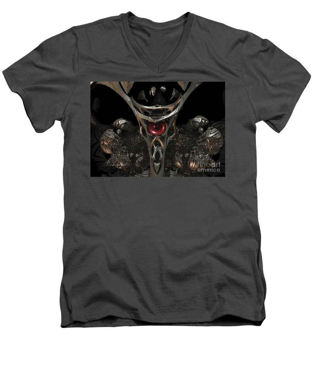 Fractal Men's V-Neck T-Shirt featuring the digital art The Staff Of Eternity by Melissa Messick