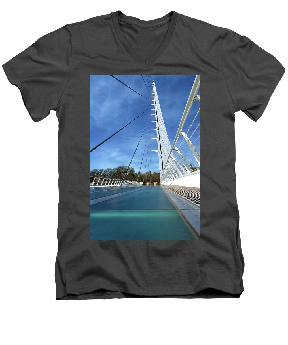 Sundial Men's V-Neck T-Shirt featuring the photograph The Sundial Bridge by James Eddy