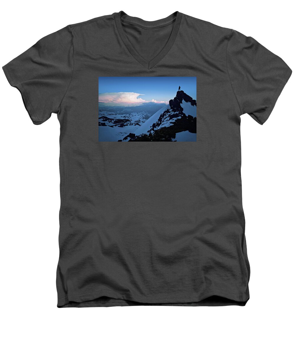 The Walkers Men's V-Neck T-Shirt featuring the photograph The Sunset Wave by The Walkers