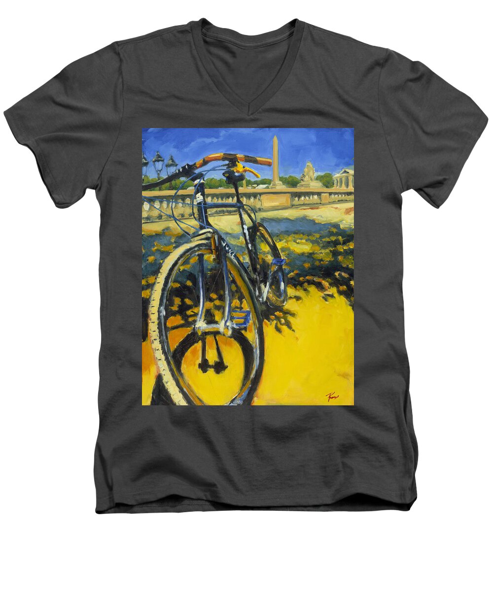 Robert Men's V-Neck T-Shirt featuring the painting The Surly Bastard in Paris by Robert Reeves