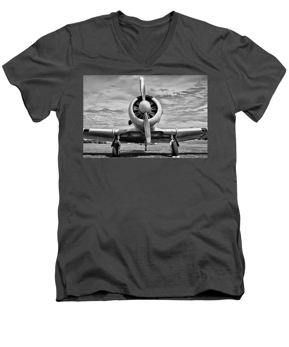 Aviation Men's V-Neck T-Shirt featuring the photograph The Texan by Chris Buff