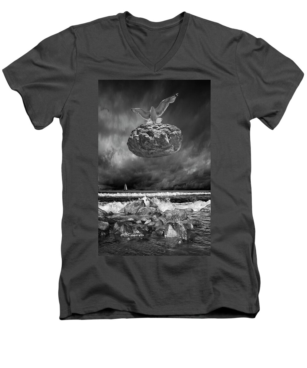 Surreal Men's V-Neck T-Shirt featuring the photograph The Weight is Lifted by Randall Nyhof