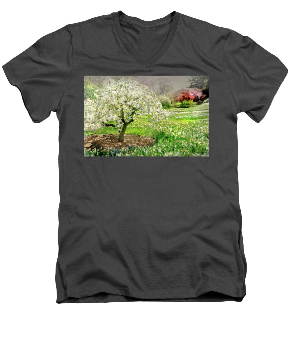 Landscape Men's V-Neck T-Shirt featuring the photograph The White Canopy by Diana Angstadt