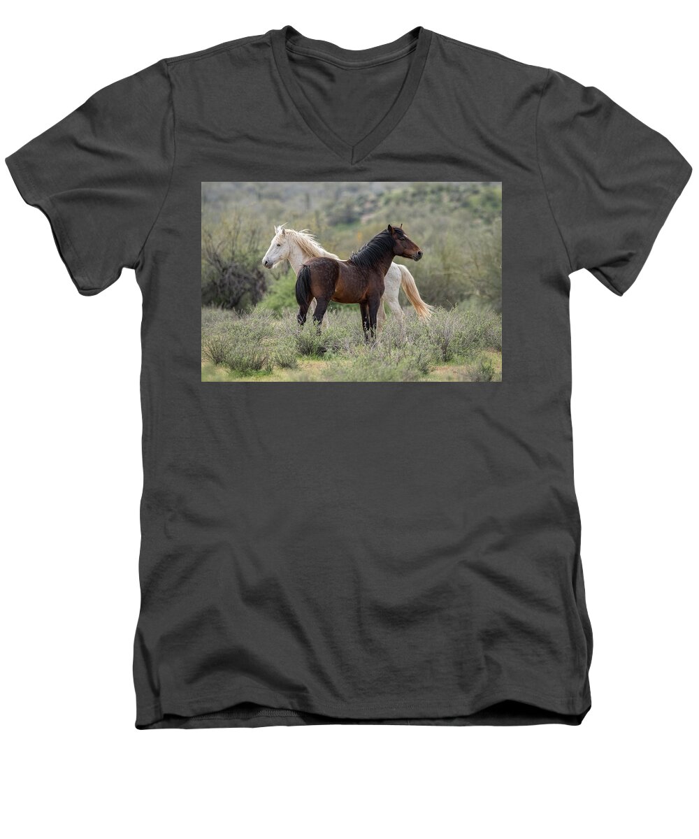 Wild Horses Men's V-Neck T-Shirt featuring the photograph The Wild and Free by Saija Lehtonen
