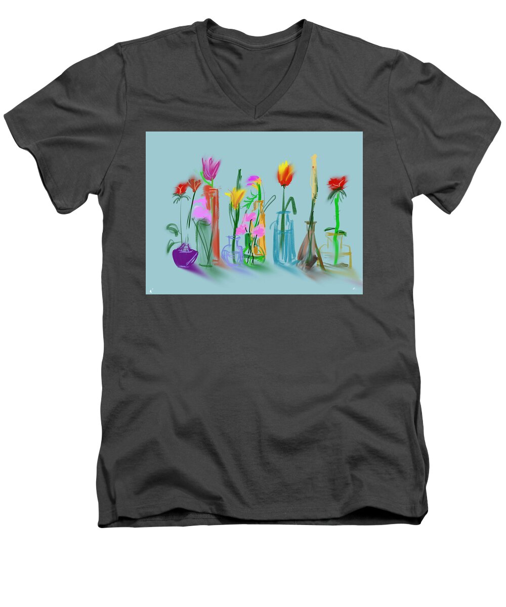 Digital Men's V-Neck T-Shirt featuring the digital art There Are Always Flowers For Those Who Want To See Them by Bonny Butler