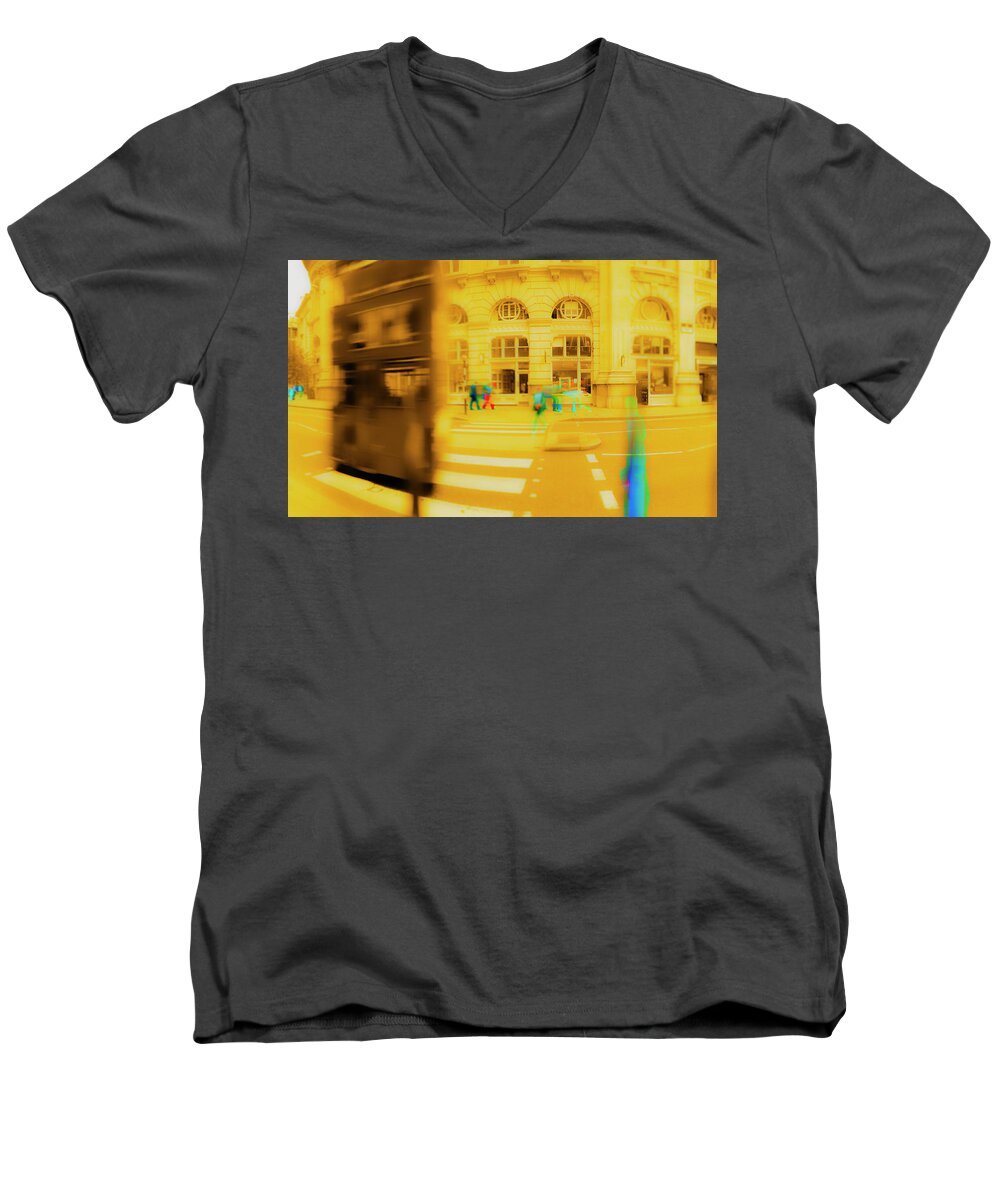 Sand Men's V-Neck T-Shirt featuring the photograph Threadneedle Street by Jan W Faul