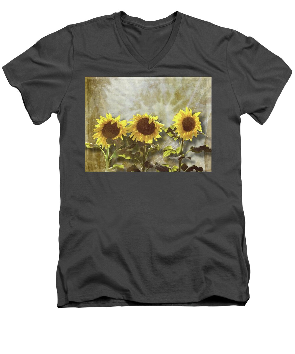Texture Men's V-Neck T-Shirt featuring the photograph Three in the Sun by Melinda Ledsome