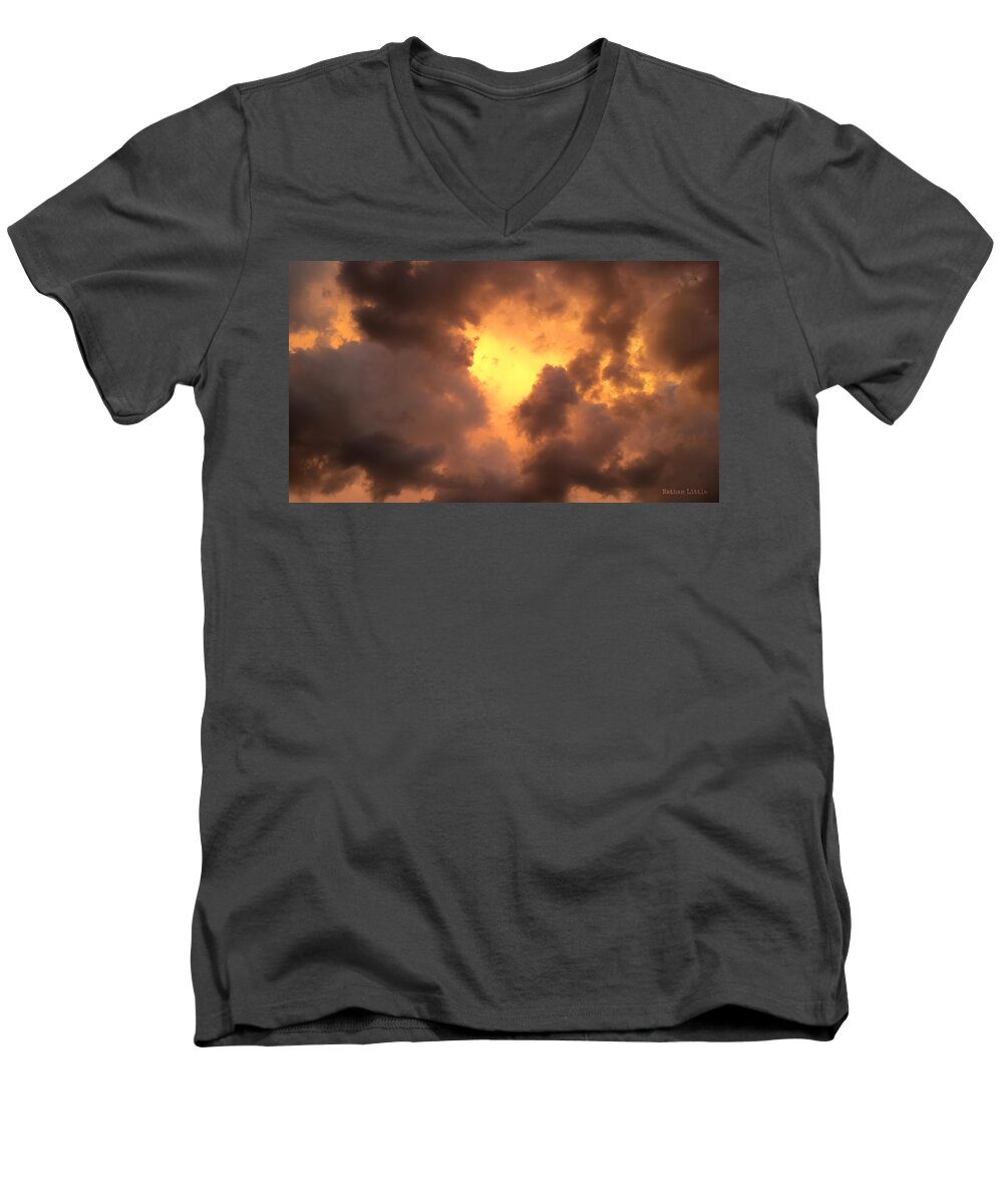 Sunset Men's V-Neck T-Shirt featuring the photograph Thunderous Sunset by Nathan Little