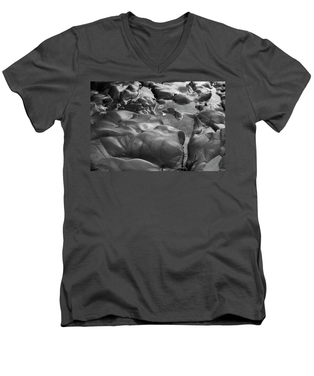 Tidepool Men's V-Neck T-Shirt featuring the photograph Tide Pools I BW by David Gordon