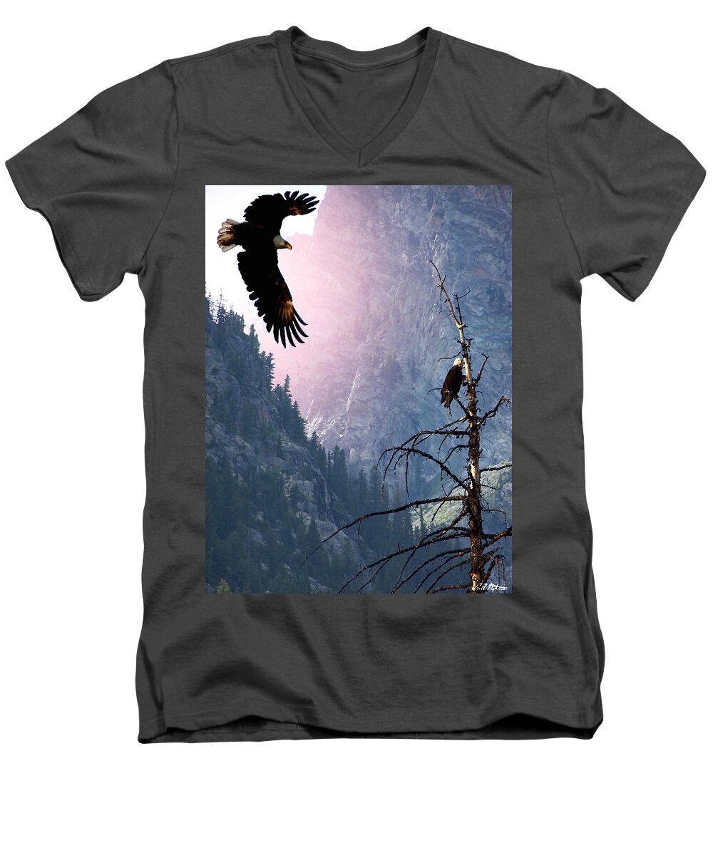 Eagles Men's V-Neck T-Shirt featuring the digital art Till Death Do Us part by Bill Stephens