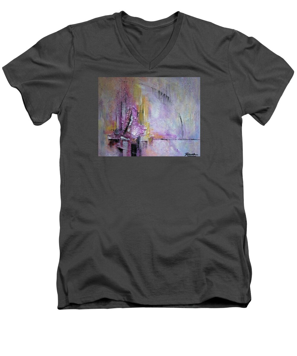 Abstract Men's V-Neck T-Shirt featuring the painting Time Lapse by Roberta Rotunda