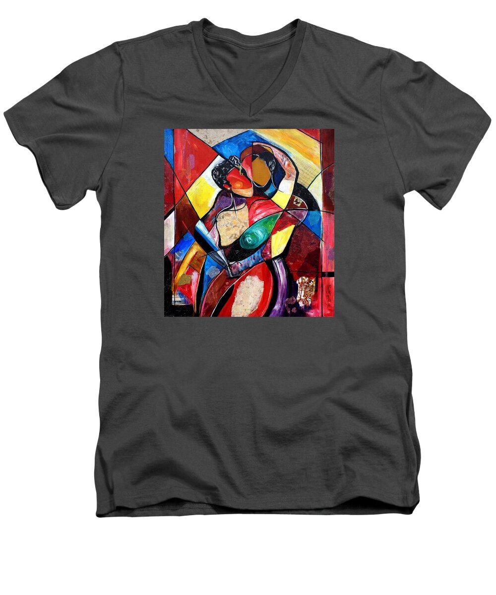 Everett Spruill Men's V-Neck T-Shirt featuring the painting Time Love and Tenderness by Everett Spruill
