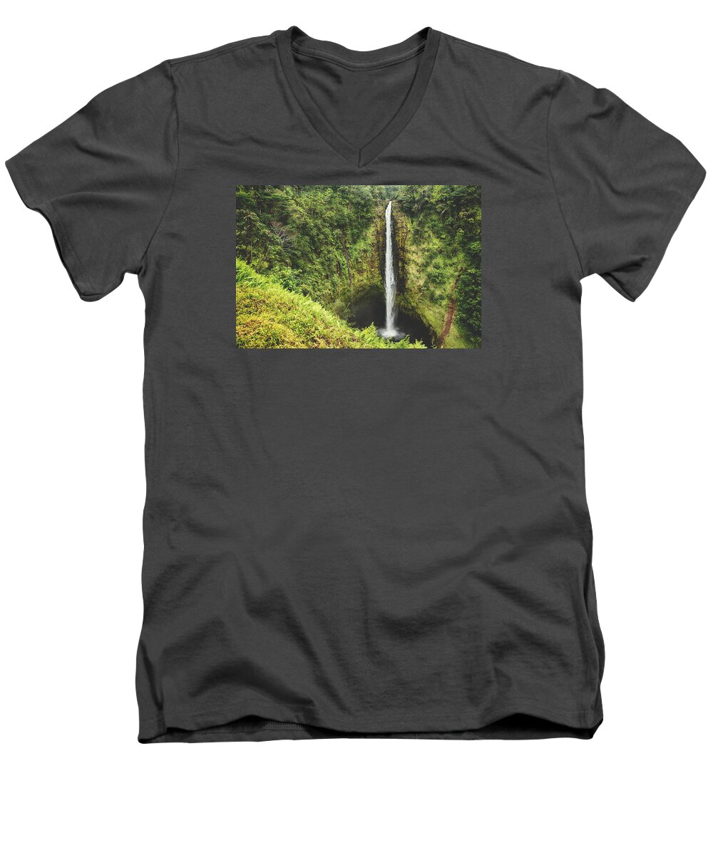 Akaka Falls Men's V-Neck T-Shirt featuring the photograph Time Stands Still by Laurie Search