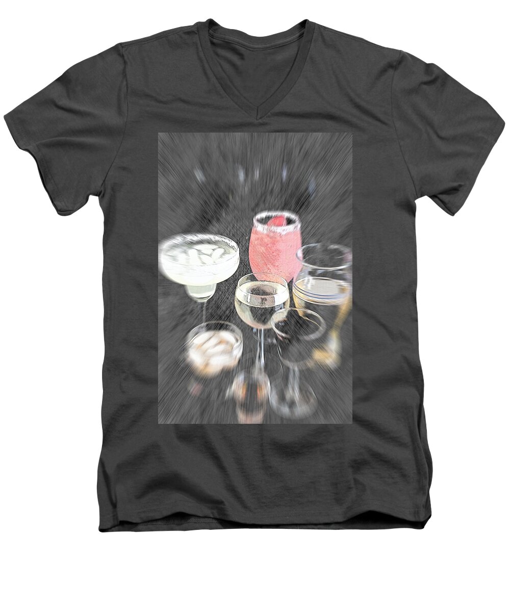 Alcohol Men's V-Neck T-Shirt featuring the mixed media Too Many to Drive by Sherry Hallemeier