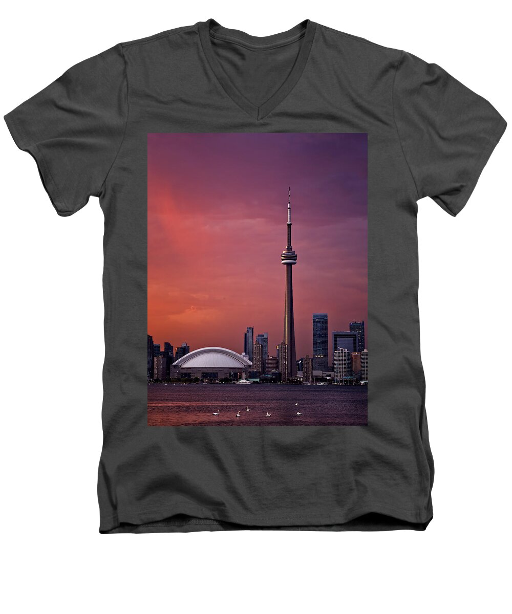 Toronto Sunset Men's V-Neck T-Shirt featuring the photograph Toronto Sunset by Ian Good