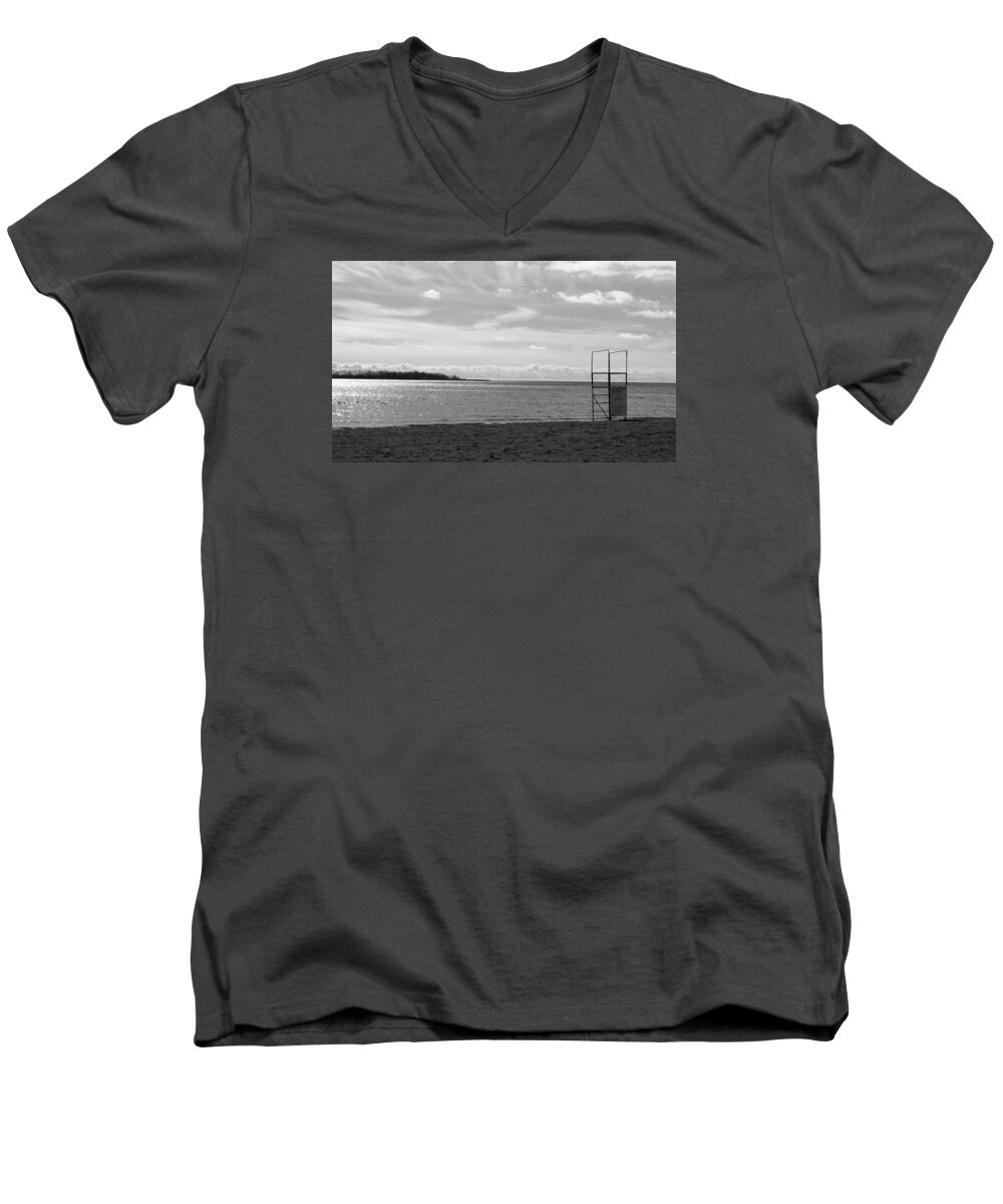 February Men's V-Neck T-Shirt featuring the photograph Toronto Winter Beach by Valentino Visentini