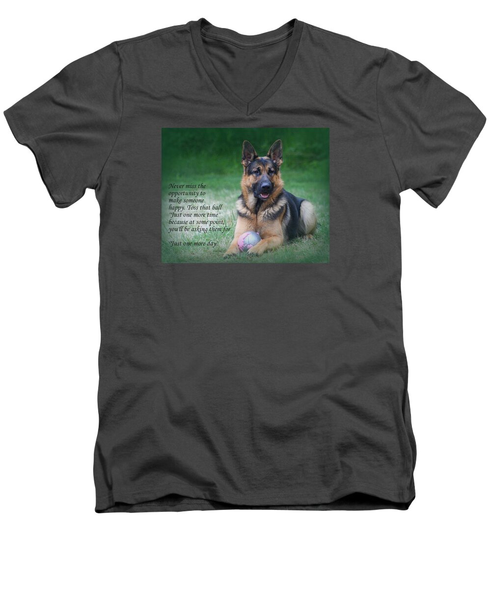 Quote Men's V-Neck T-Shirt featuring the photograph Toss That Ball by Sue Long