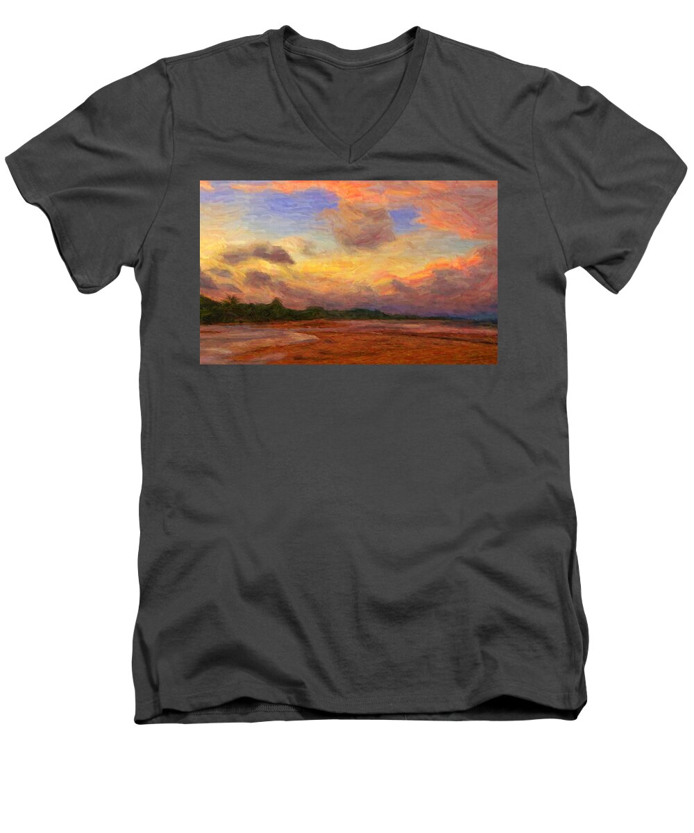 Beach Men's V-Neck T-Shirt featuring the digital art Trancoso 1 by Caito Junqueira