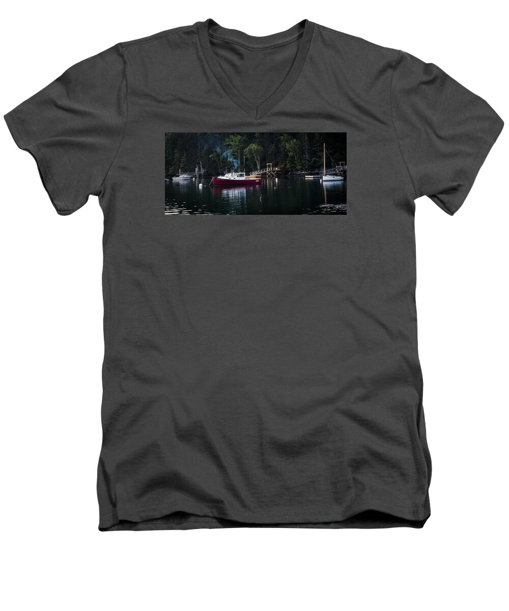 Harbor Men's V-Neck T-Shirt featuring the photograph Tranquil Morning by David Kay