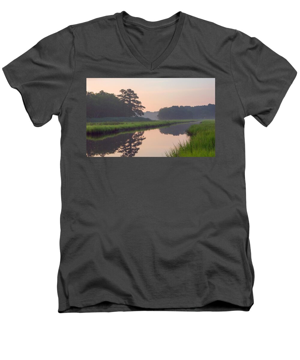 Pond Men's V-Neck T-Shirt featuring the photograph Tranquil Reflections by Allan Levin