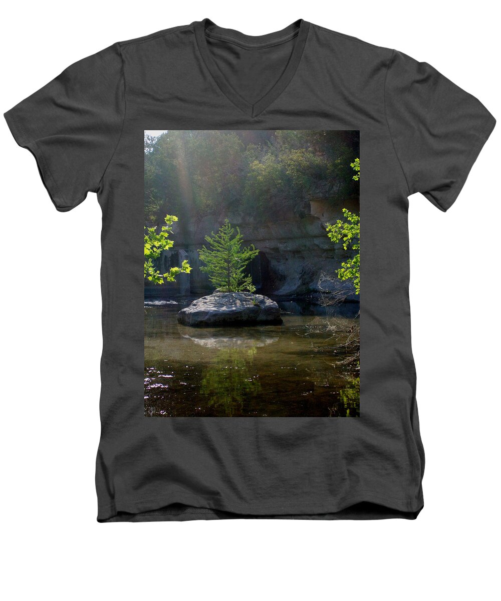 Tree Men's V-Neck T-Shirt featuring the photograph Tree Island by Laurette Escobar