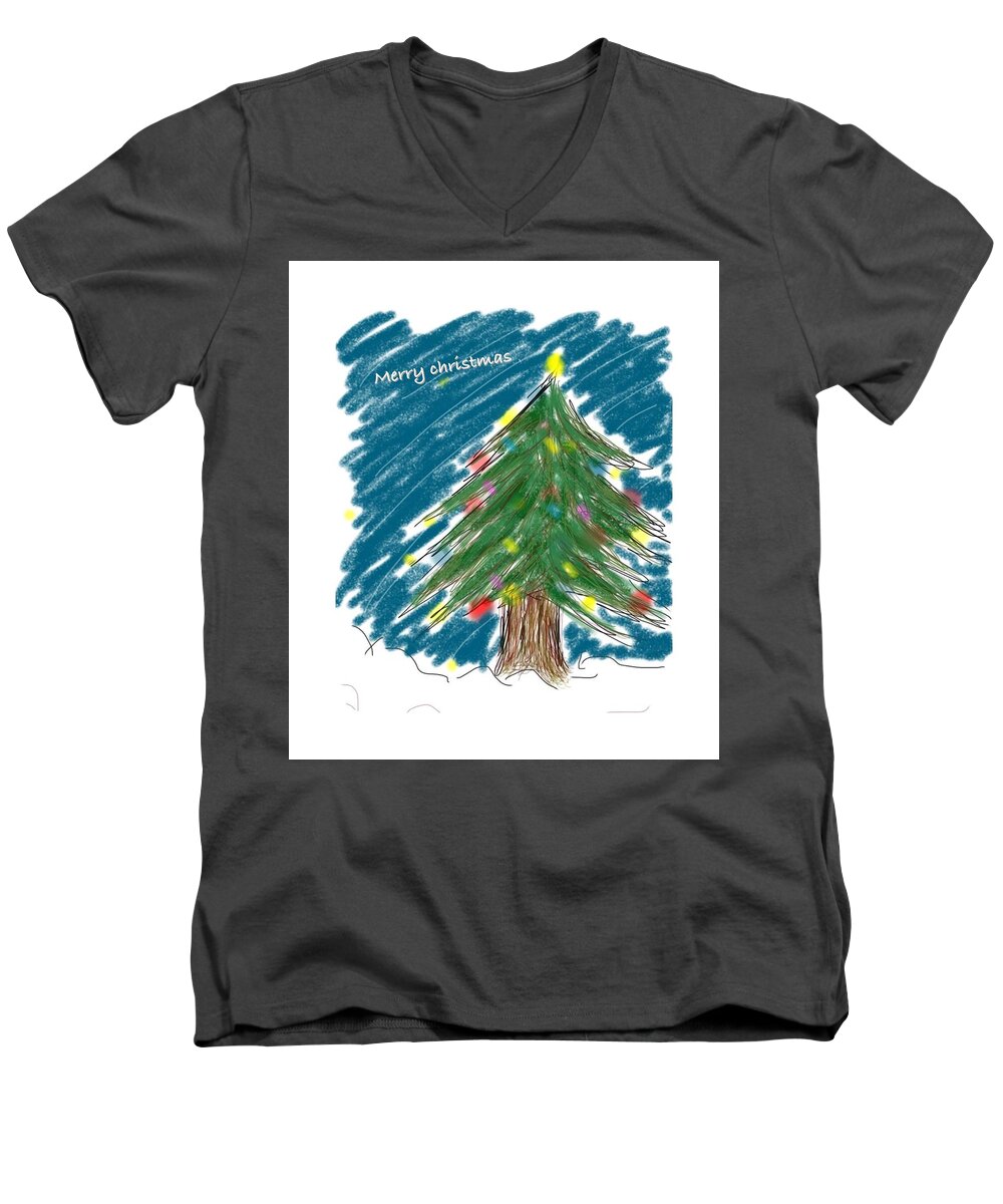 Tree Men's V-Neck T-Shirt featuring the drawing Tree by Kumiko Izumi