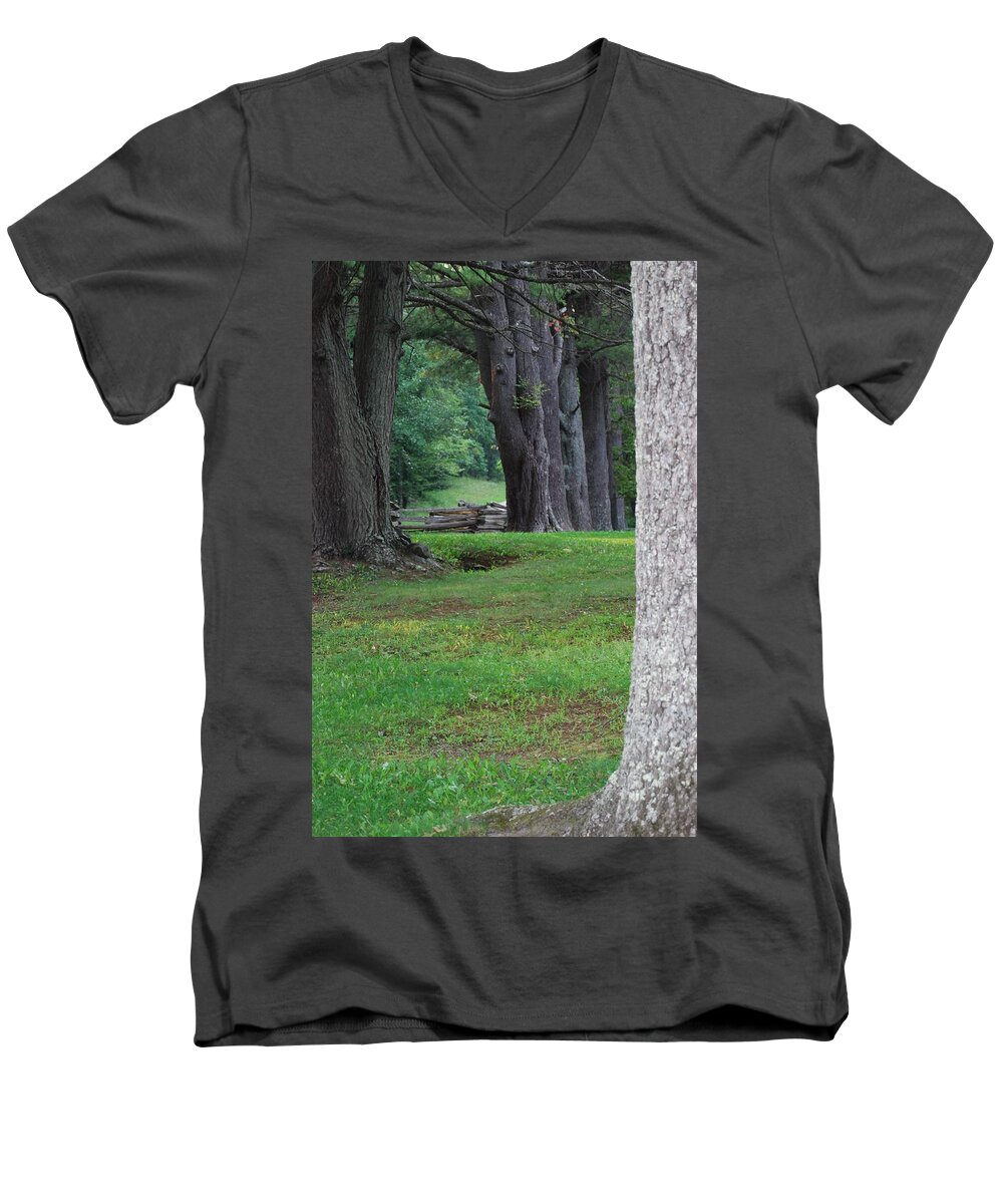 Trees Men's V-Neck T-Shirt featuring the photograph Tree Line by Eric Liller
