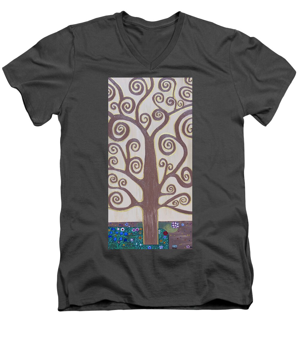 Tree Men's V-Neck T-Shirt featuring the painting Tree Of Life by Angelina Tamez