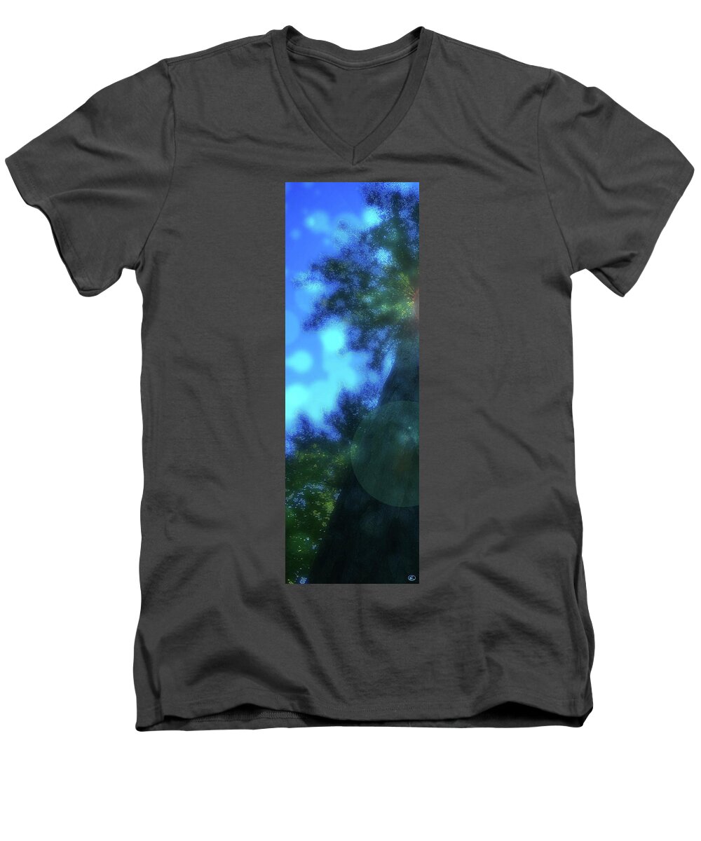Redwood Men's V-Neck T-Shirt featuring the digital art Trees Left by Kenneth Armand Johnson