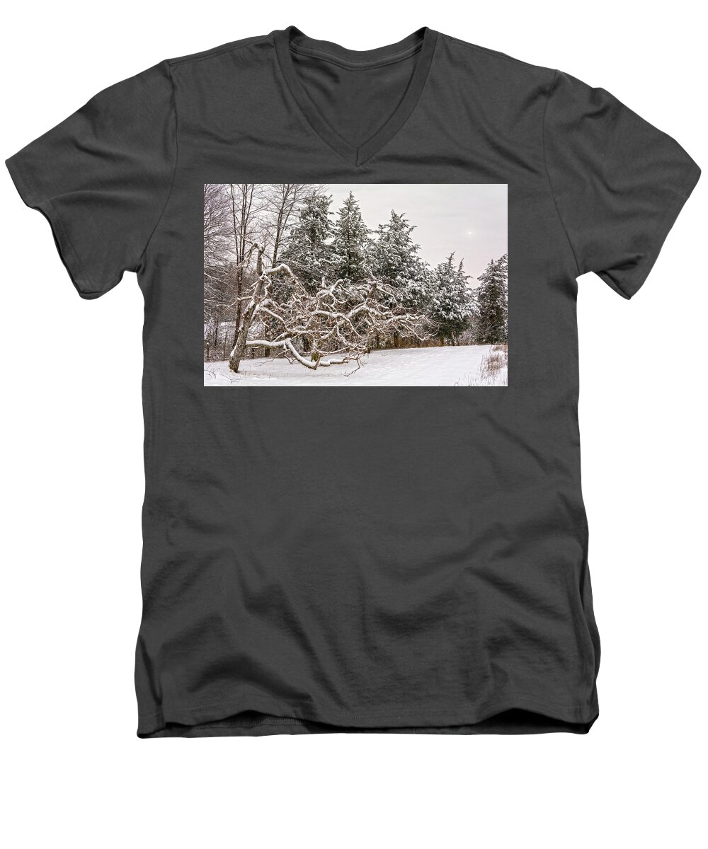 Magic Hour Men's V-Neck T-Shirt featuring the photograph Trees Of Winter by Angelo Marcialis