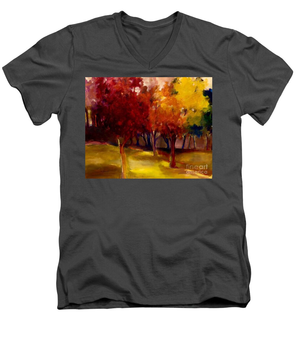 Trees Men's V-Neck T-Shirt featuring the painting Treescape by Michelle Abrams
