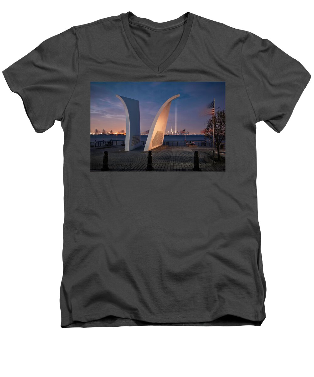 2016 Men's V-Neck T-Shirt featuring the photograph Tribute in light by Eduard Moldoveanu
