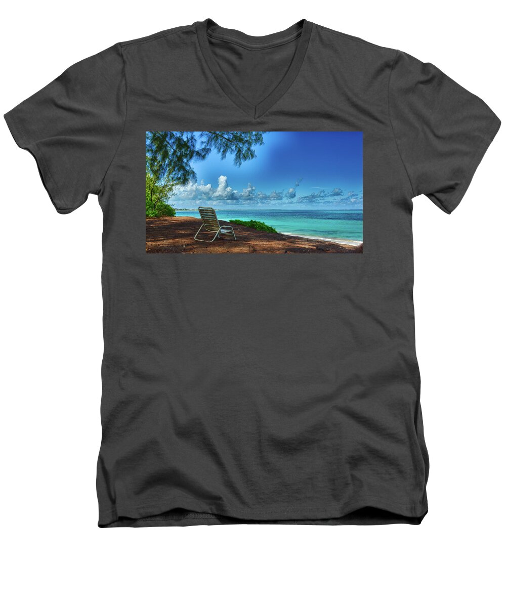 Beach Men's V-Neck T-Shirt featuring the photograph Tropical View by Dillon Kalkhurst