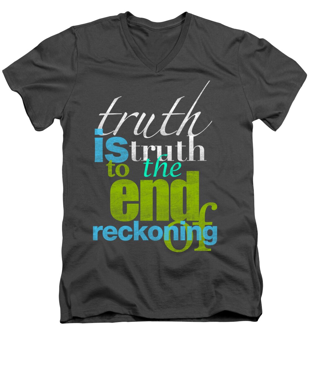 Michael Jackson Men's V-Neck T-Shirt featuring the mixed media Michael Jackson Truth is Truth by D Francis