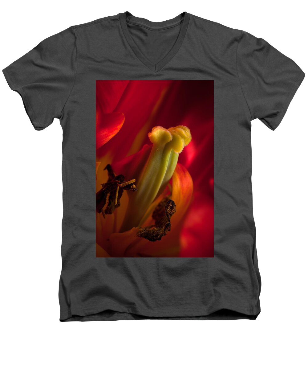 Flower Men's V-Neck T-Shirt featuring the photograph Tulip Attraction by Catherine Lau