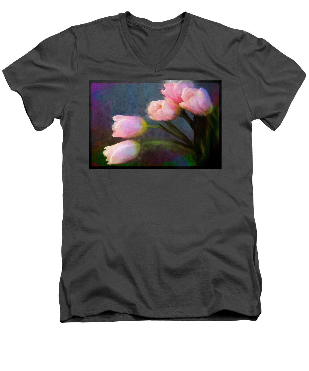 Tulips Men's V-Neck T-Shirt featuring the photograph Tulips 2 by Sheryl Karas