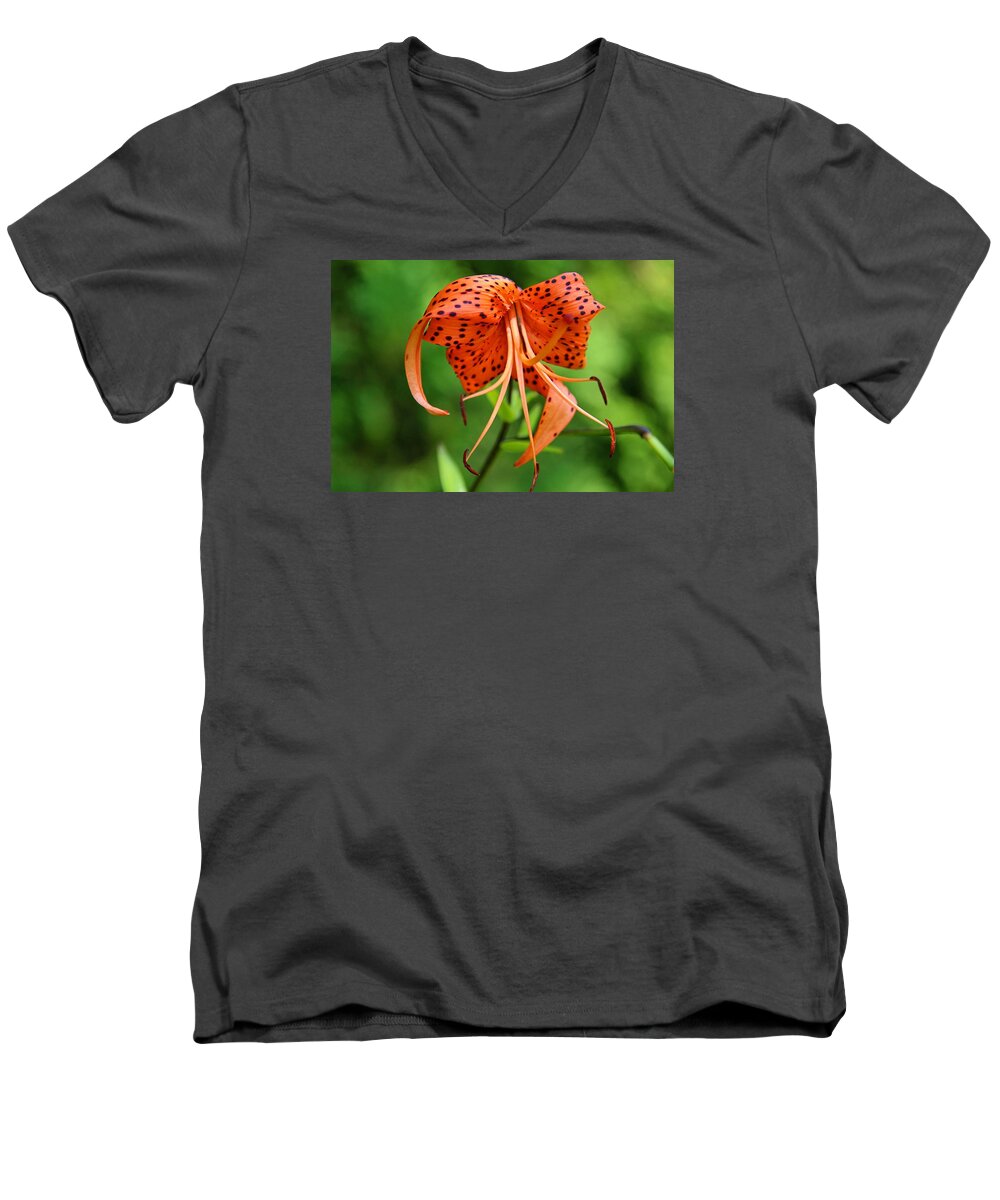 Orange Men's V-Neck T-Shirt featuring the photograph Turn Up the Heat by Michiale Schneider