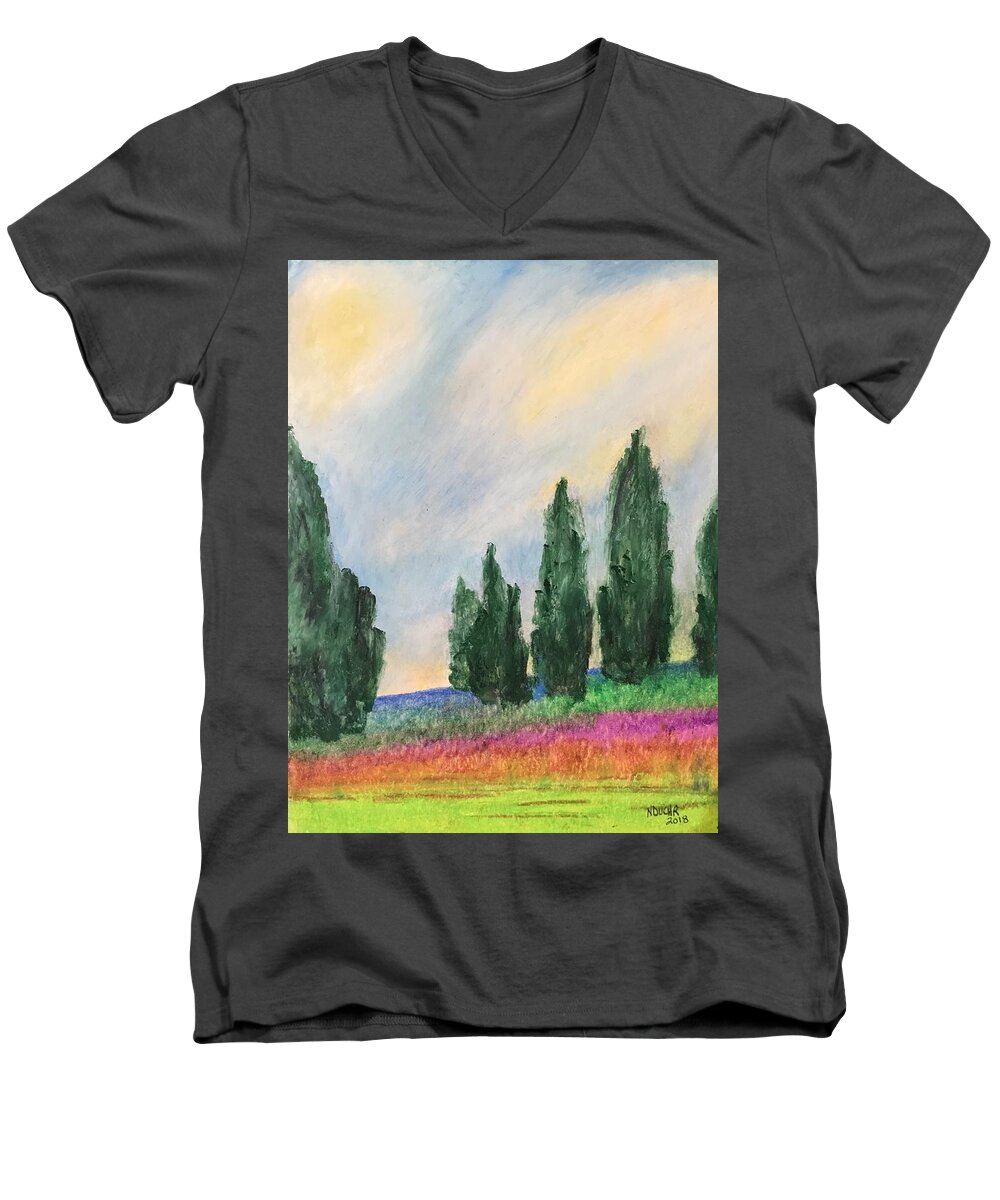 Tuscany Men's V-Neck T-Shirt featuring the pastel Tuscany Dream by Norma Duch