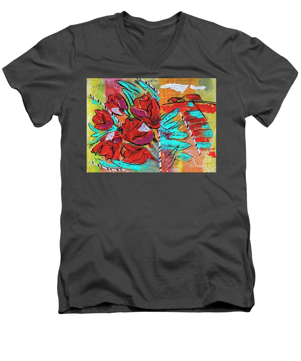Holland Men's V-Neck T-Shirt featuring the mixed media typical Holland by Ariadna De Raadt