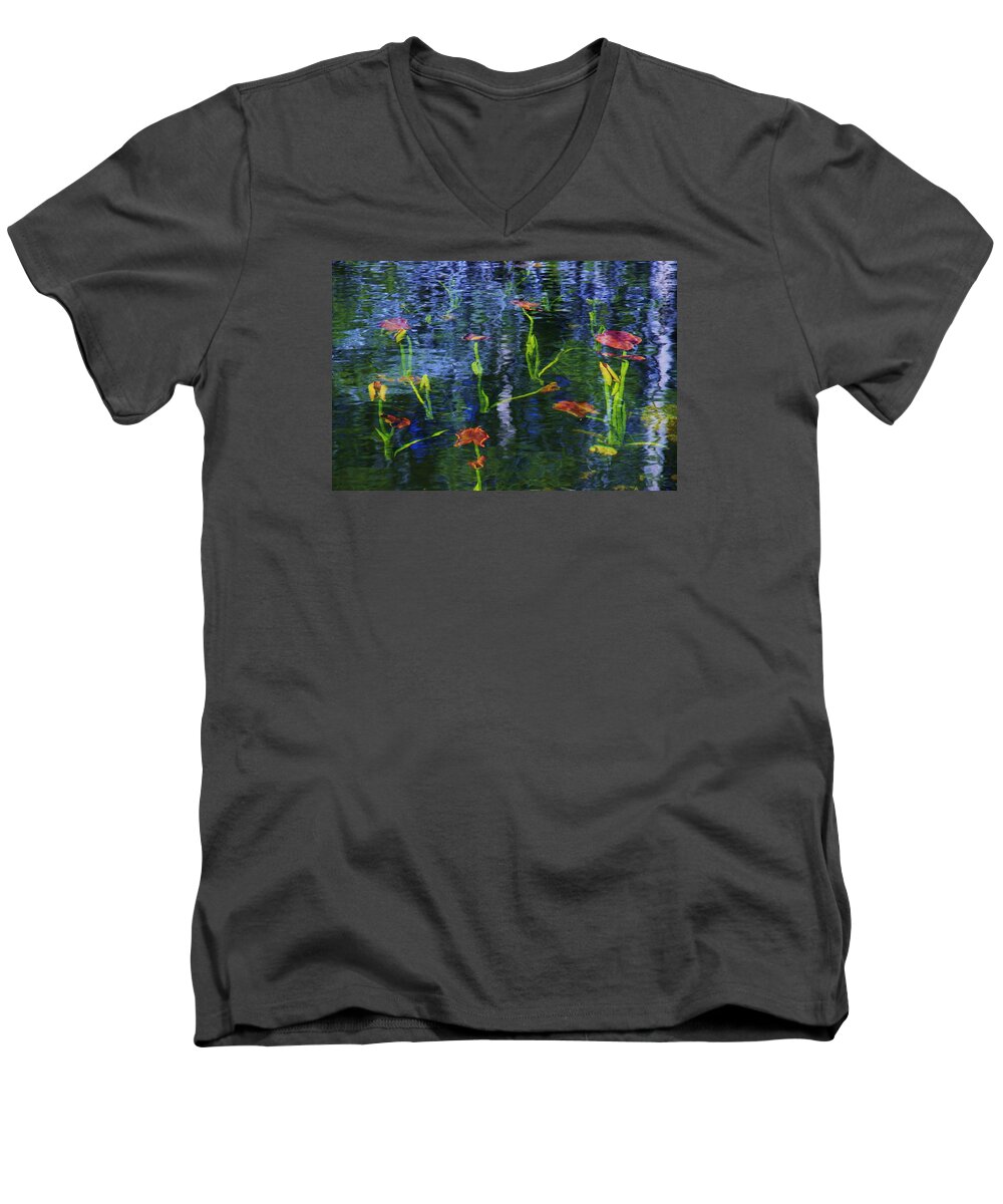 Lake Tahoe Men's V-Neck T-Shirt featuring the photograph Underwater Lilies by Sean Sarsfield